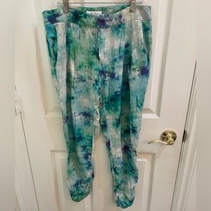 parker palm tree printed ruffle pants